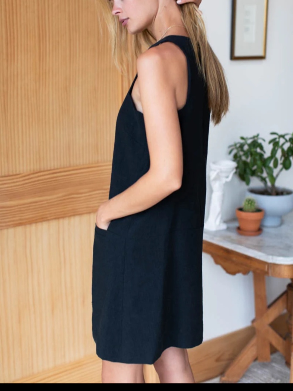 Emerson Fry A Line Mod Dress - Black Linen, Small - Picture 3 of 8